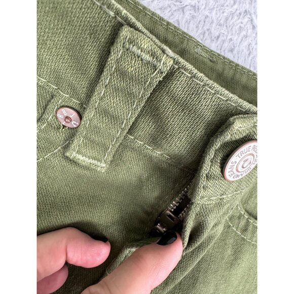 True Religion Womens Green Denim Mini Skirt Size 26 Rare Sample Design NWT - Picture 8 of 12